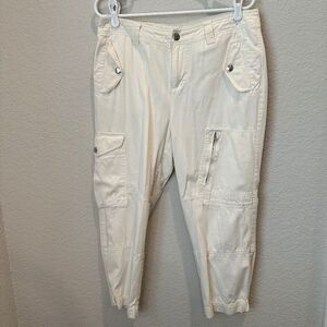 Lauren Ralph Lauren White Cream Cargo Soft Ankle Pants - Size 10 petite - EUC
